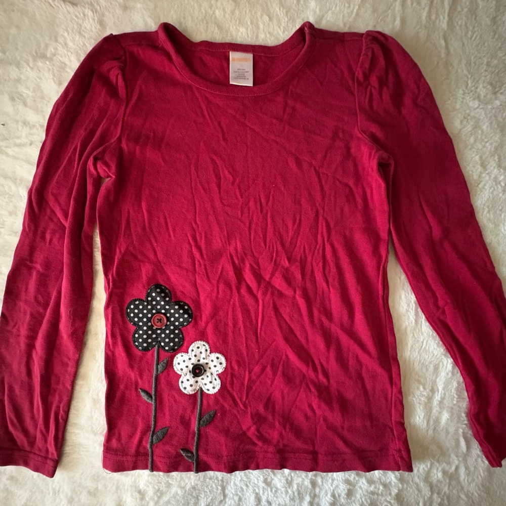 Gymboree Red Long Sleeve Tee with Floral Design